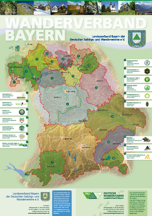 Karte der Mitgliedsvereine der Deutschen Wanderjugend Bayern